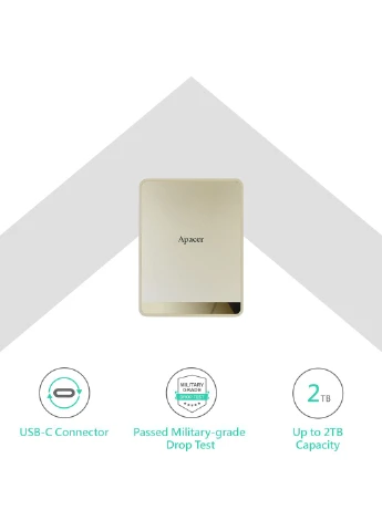 Накопитель внешний SSD 512GB AS724 Cream (AP512GAS724C-1) Apacer (385773256)