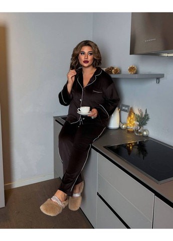 Коричнева всесезон домашній костюм-піжама з велюру преміум якості — заміри в описі світшот + легінси DK/DL Мода без кордонів