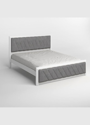 Двоспальне дерев'яне ліжко Барселона Б6 (RAL9003)/Аляска 93 (Сірий) 140х190 см (MBG-14430) Mebigrand (368278072)