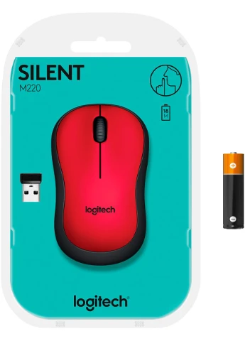 Мишка бездротова M220 Silent (910-004880) Red USB Logitech (382610005)