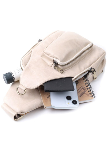 Стильна жіноча сумка з екошкіри з акцентом на текстильну лямку 18х33х10 см Vintage (315870163)