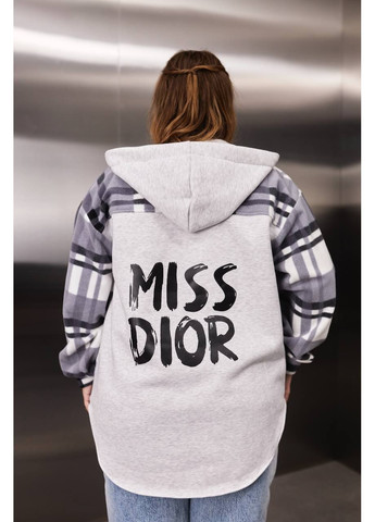 Серая рубашка в клетку GD/GL Модний простір с длинным рукавом