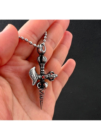 Готичний хрестик з червоними каменями з медичної сталі PSC-054 No Brand (299340270)