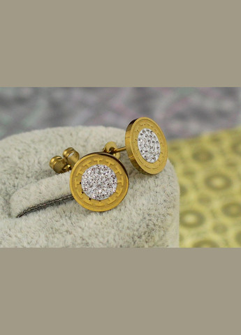 Сережки гвоздики монетка Версаче 1.2 см лимонне золото Xuping Jewelry (316434107)