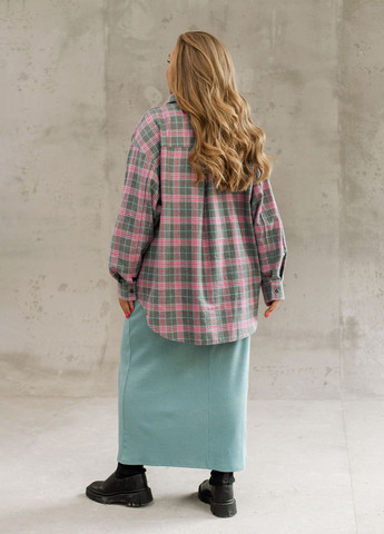 Розовая повседневный, кэжуал рубашка в клетку No Brand с длинным рукавом