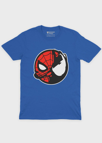 Синяя демисезонная футболка для девочки с принтом супергероя - человек-паук (ts001-1-grr-006-014-100-g) Modno
