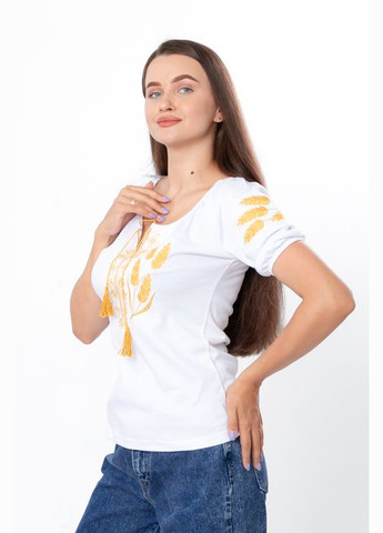 Молочная женская вышиванка с коротким рукавом (p-8508) Носи своє узор украинская символика трикотаж (302447640)