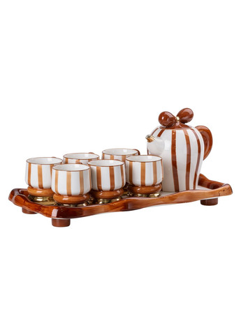 Чайный сервиз Retro на 6 персон керамический 8 предметов, шоколад Yiwu (328603781)