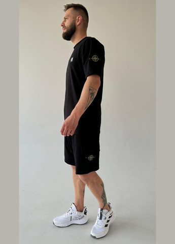 Чорна 2 в 1 футболка + шорти стон тканина стрейч -кулір високої якості No Brand