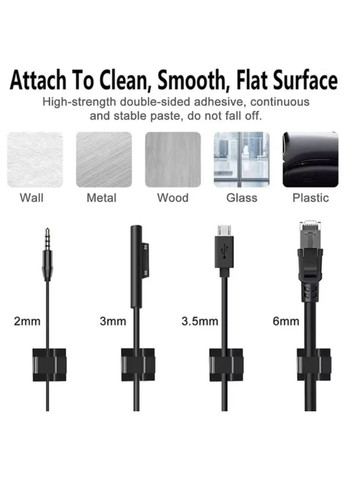 Органайзер фиксатор кабеля держатель для проволоки клипса зажим хомут самоклеющийся кабель 3M 1 шт WCL1007 Черный Captain (370665141)