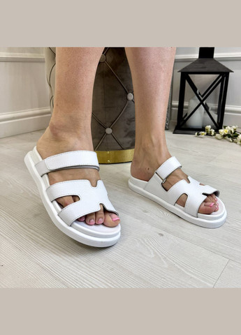 Белые шлепанцы женские белые на липучке. натуральная кожа флотар. 38 размер Vasha para