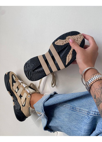 Черные демисезонные кроссовки мужские adidas niteball beige black orange адидас найтбол No Brand