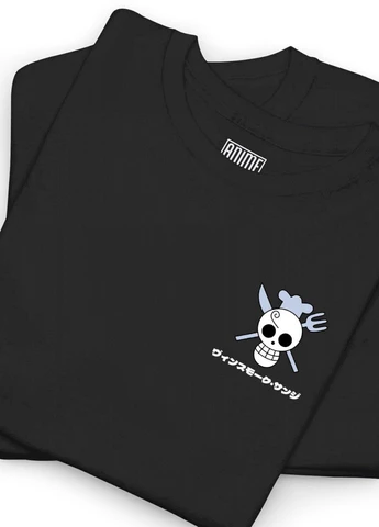 Черная чёрная мужская футболка с аниме-принтом «санджи из аниме one piece» No Brand