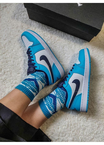 КРОСІВКИ ЖІНОЧІ NIKE AIR JORDAN RETRO 1 LOW BLUE WHITE BLACK НАЙК АІР ДЖОРДАН No Brand чорні демісезони (368862450)
