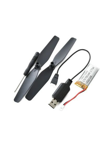 Квадрокоптер із камерою на радіокеруванні CK-23 акумулятор USB зарядне додаткові лопаті світло 27см Чорний Mhz (363831054)