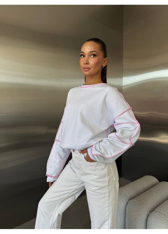 Білий світшот жіночий Гермес однотонний без декору (361057206)