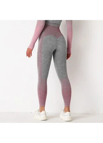 Легінси жіночі спортивні 9654 M сірі з рожевим Fashion (294067359)