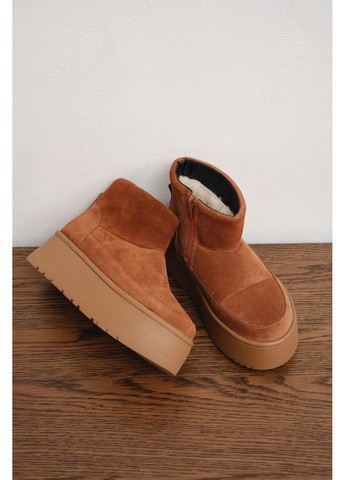 Жіночі короткі зимові уггі з рудої натуральної замші на високій підошві з боковою блискавкою (відшив 3 дні) Paradize (365756008)