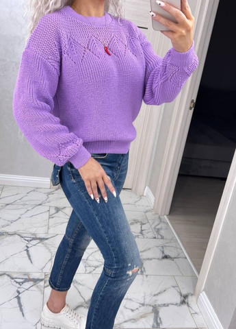 Сиреневый демисезонный шерстяной свитер свободного кроя Tik-Tak