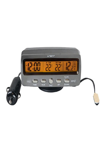Автомобильные часы 7045 R с термометром и вольтметром VST (282927661)