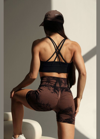 Велосипедки-шорты женские с пуш-ап TieDye 18677 S коричневые Fashion (336874011)