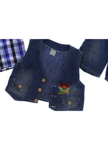 Блакитний літній костюм з коротким рукавом для хлопчика джинсовий 8 блакитний 98 см (31211) BABYKROHA