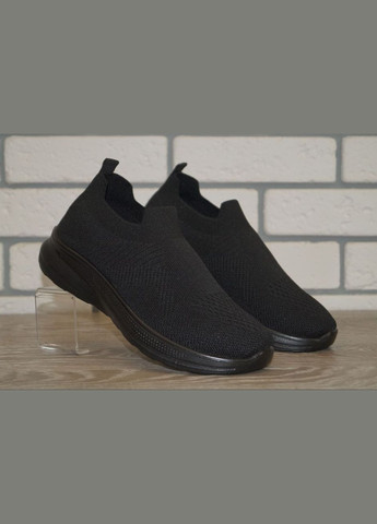 Черные демисезонные кроссовки подростковые текстильные без шнурков черные Wangle CAB