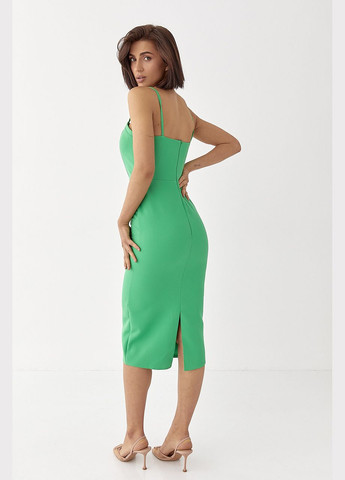 Приталена сукня міді на бретелях - світло-коричневий Lurex (324393019)