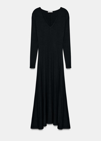 Черное платье Zara однотонное