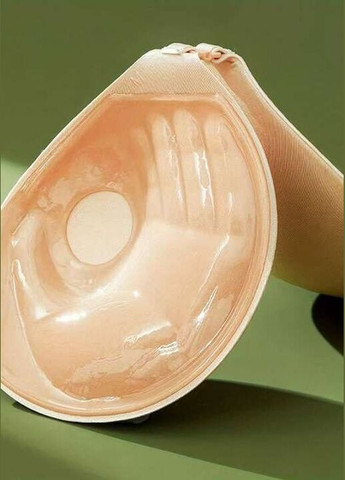 Бежевий невидимка багаторазовий самоклеючий бюстгальтер з пуш ап ефектом силіконові бюсти невидимки без бретелей невидимий ліфчик push-up Cindylove без кісточок силікон