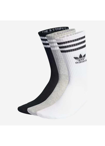 Комбинированные носки crew sock 3str белый,серый, черный adidas однотонные (367192273)