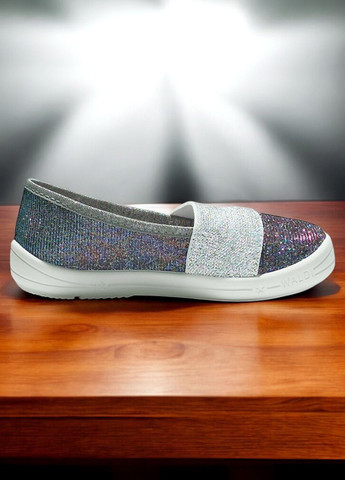 Серебряные ортопедические тапочки текстильные слипоны для девочки Waldi