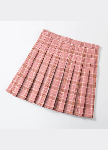 Спідниця у клітинку плісирована висока посадка з шортами пудрова 6620 104-128 (XS) No Brand (351476351)