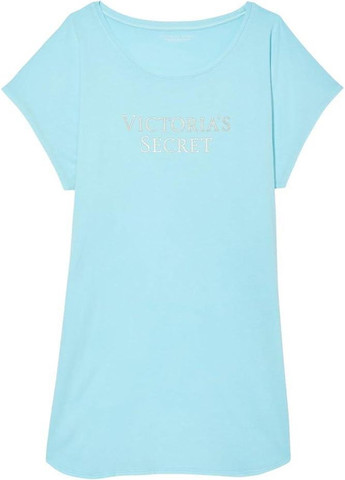 Нічна сорочка Lightweight Cotton Бавовна M/L блакитна Victoria's Secret (282964732)