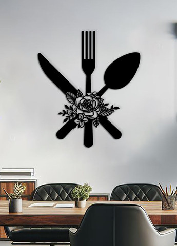 Деревянная картина на кухню, декоративное панно из дерева "Столовые приборы", стиль лофт 30х35 см Woodyard (291882809)