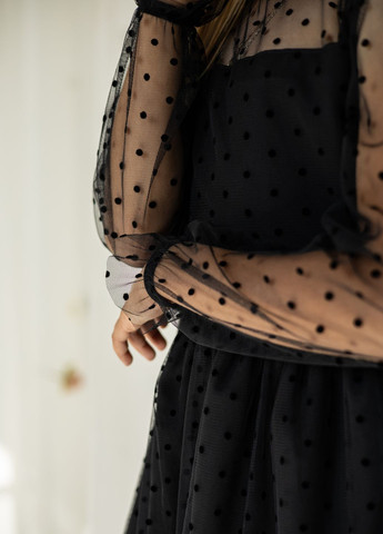 Чёрное красивое нарядное праздничное фатиновое платье для девочки черное. LeMien (322859487)