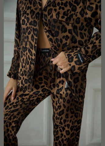 Коричнева всесезон піжама жіноча сорочка + брюки No Brand