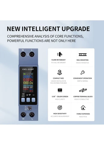 Многофункциональный WIFI цифровой измеритель реле KWS-303WF 220V 40A с датчиком температуры No Brand (376292352)