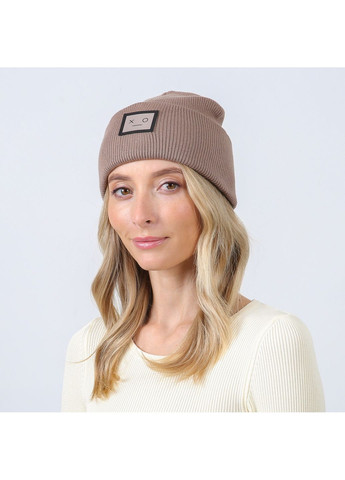 Шапка біні жіноча бавовна коричнева SHANE LuckyLOOK 969-187 (351489056)