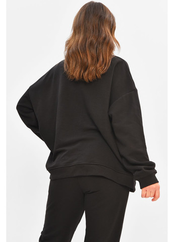 Черный свитшот женский черного цвета Let's Shop однотонный без декора (362627004)