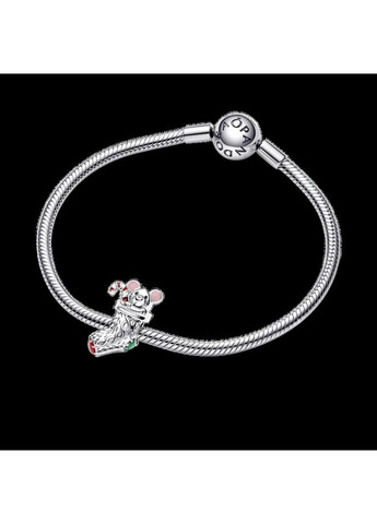 Срібний шарм Пандора "Святкова миша та панчоха" 792366C01 Kabluchka (355347684)