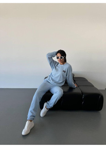 Костюм женский брючный голубой No Brand Костюм жіночий двійка (370847959)