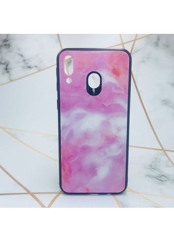 Силіконовий чохол case зі скляною задньою панеллю для Samsung Galaxy M20 Мармур рожевий Glass (359498048)