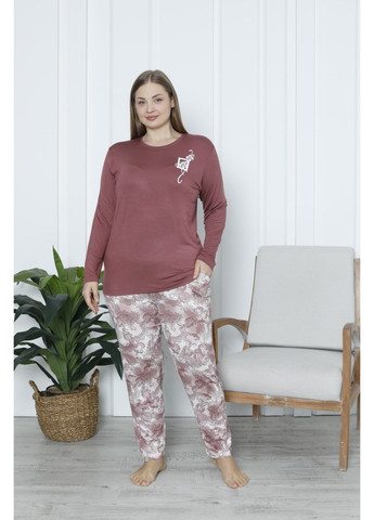 Бордова комплект жіночий plus size зі штанами Nicoletta