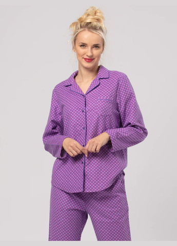 Фиолетовая зимняя пижама женская фланелевая lns 529 рубашка + брюки Key
