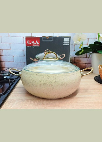 Кастрюля O.M.S. Collection 3141 с гранитным покрытием с крышкой 18 см 2 л Слоновая кость (Турция) No Brand (317185923)