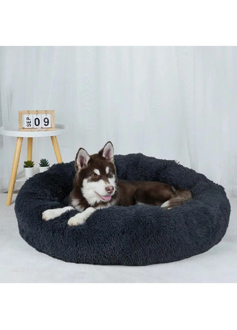 Плюшевая лежанка логово подушка пончик с антискользящим дном для животных кошек собак 50 см (481097-Prob) Темно-синяя Unbranded (353590251)