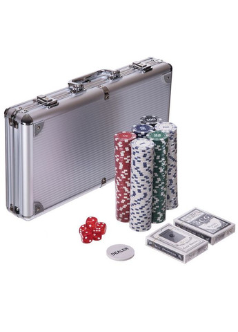 Набор для покера в алюминиевом кейсе SP- IG-2114 (300 фишек, с номиналом, 2 кол.карт, 5куб) (IG-2114) SP-Sport (361439978)