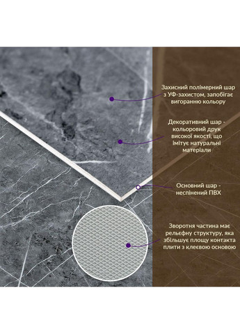 Декоративна ПВХ плита 600х600х3мм натуральний мармур (S) SW-00001627 Sticker Wall (353967580)