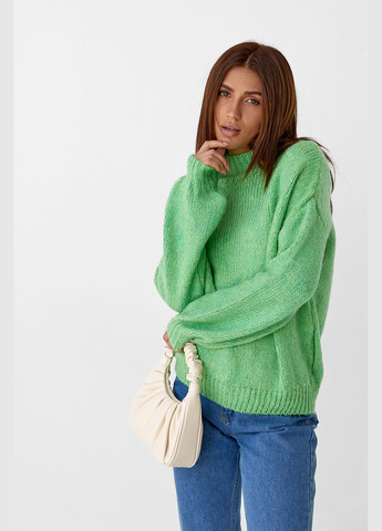 Салатовый зимний свитер женский однотонный свободного фасона 6700 Lurex
